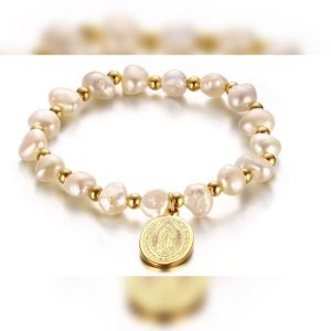 Pulsera Guadalupe con perlas de agua dulce