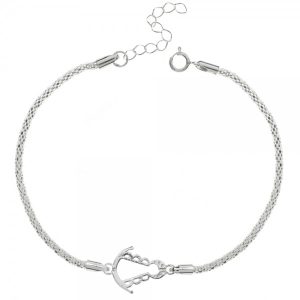 Pulsera cordón coreano Virgen del Rocío Plata de Ley